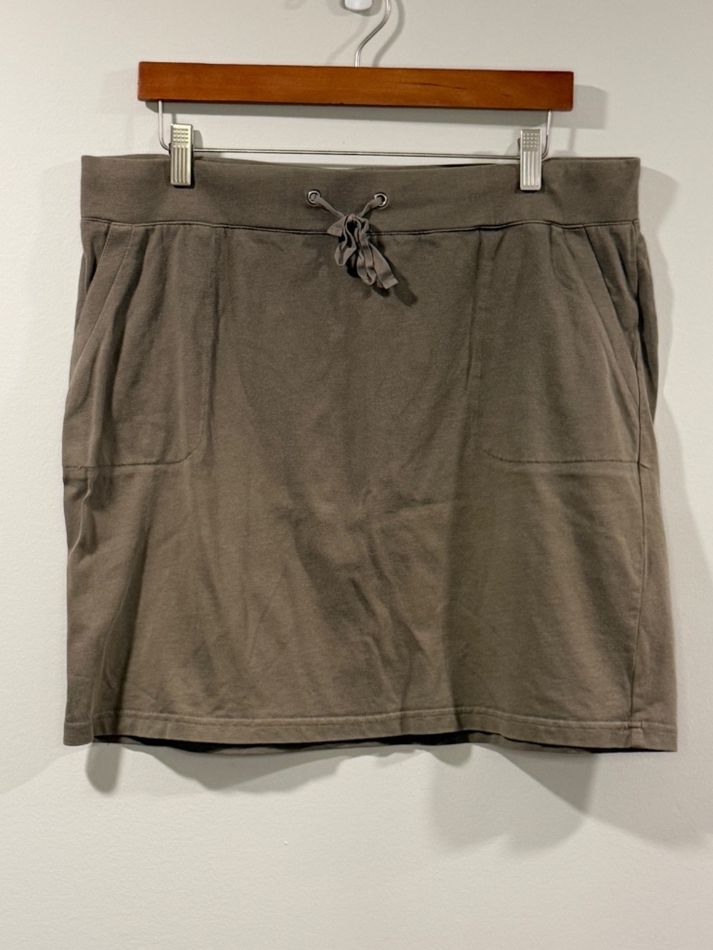 J. Jill Women’s Olive Drawstring Cotton Pocket Mini Skirt Size M